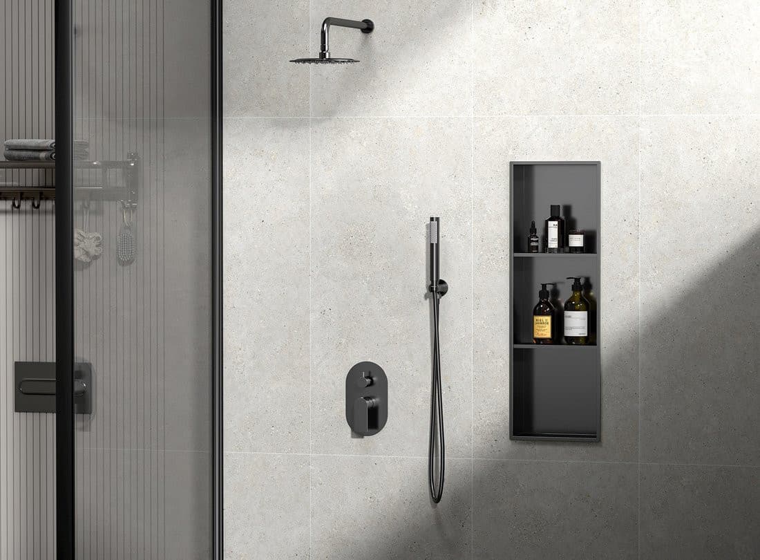 INSERTA półka wpuszczana, stal nierdzewna, gun metal 270x810 mm