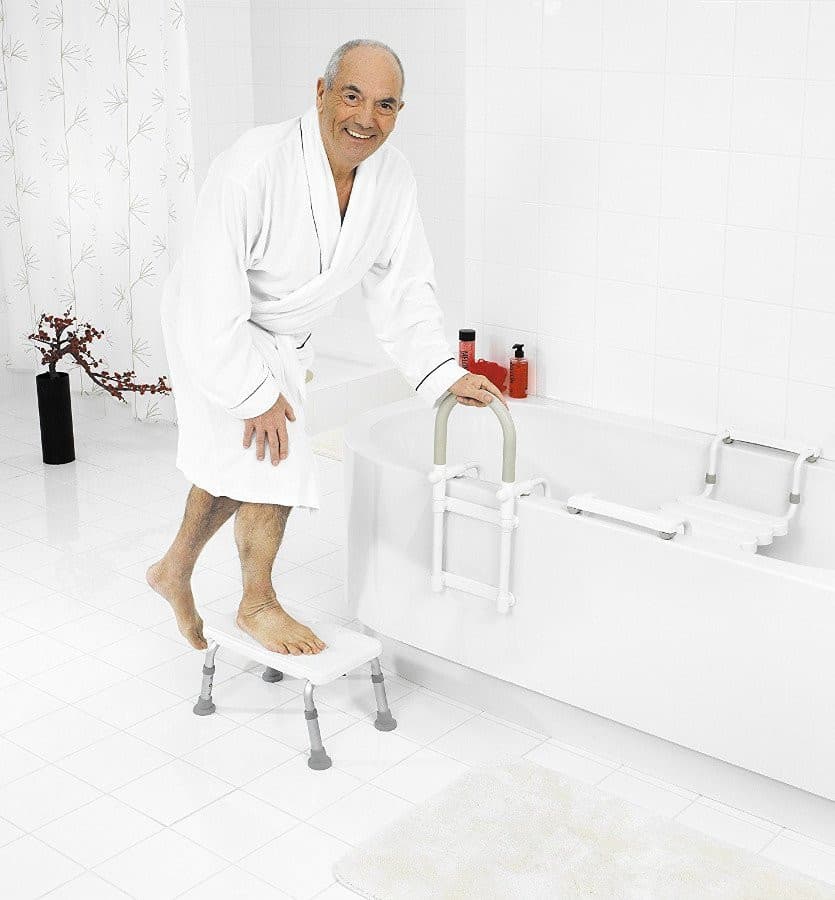 HANDICAP Taboret łazienkowy na nogi, kanciasty biały