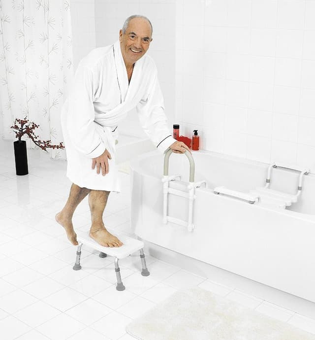 HANDICAP Taboret łazienkowy na nogi, kanciasty biały