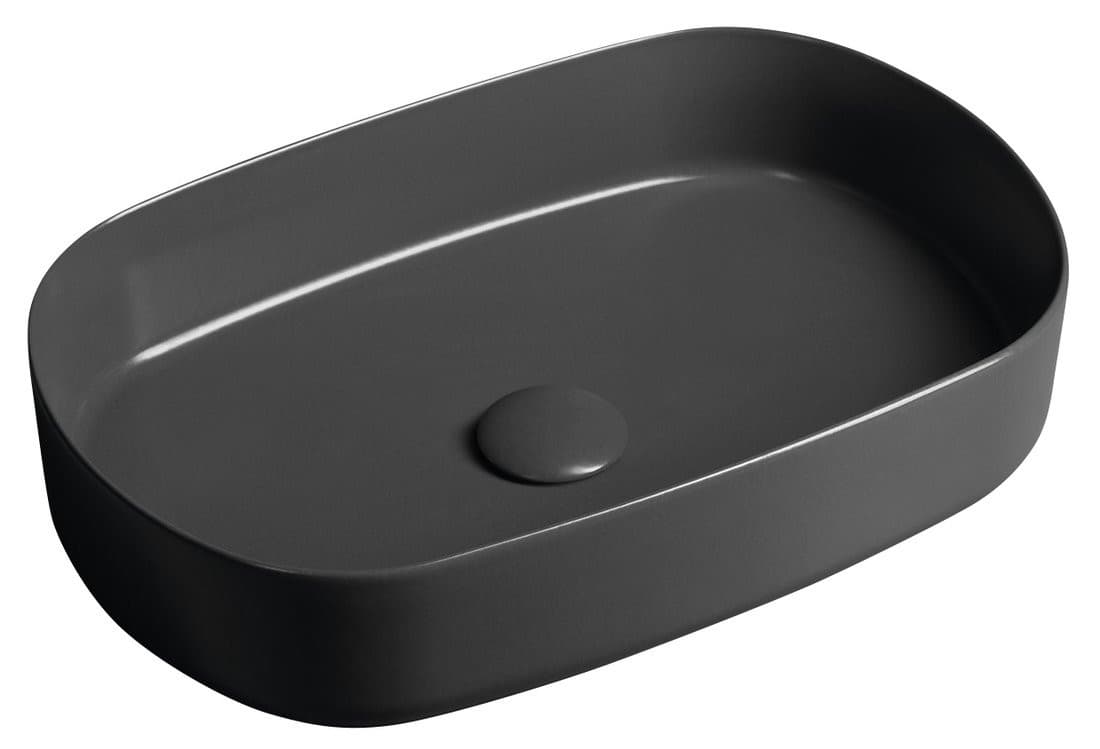 INFINITY OVAL ceramiczna umywalka nablatowa 55x36 cm, antracyt