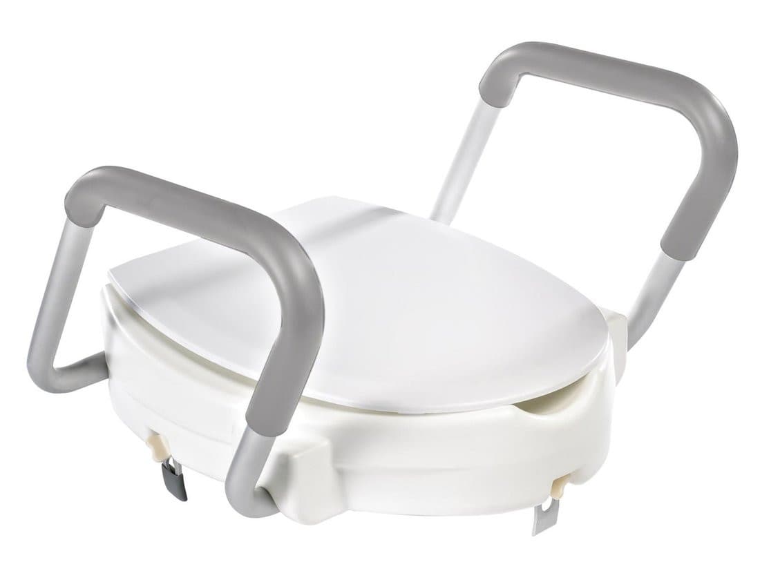 HANDICAP Deska WC podwyższona 10 cm z uchwytami, biała