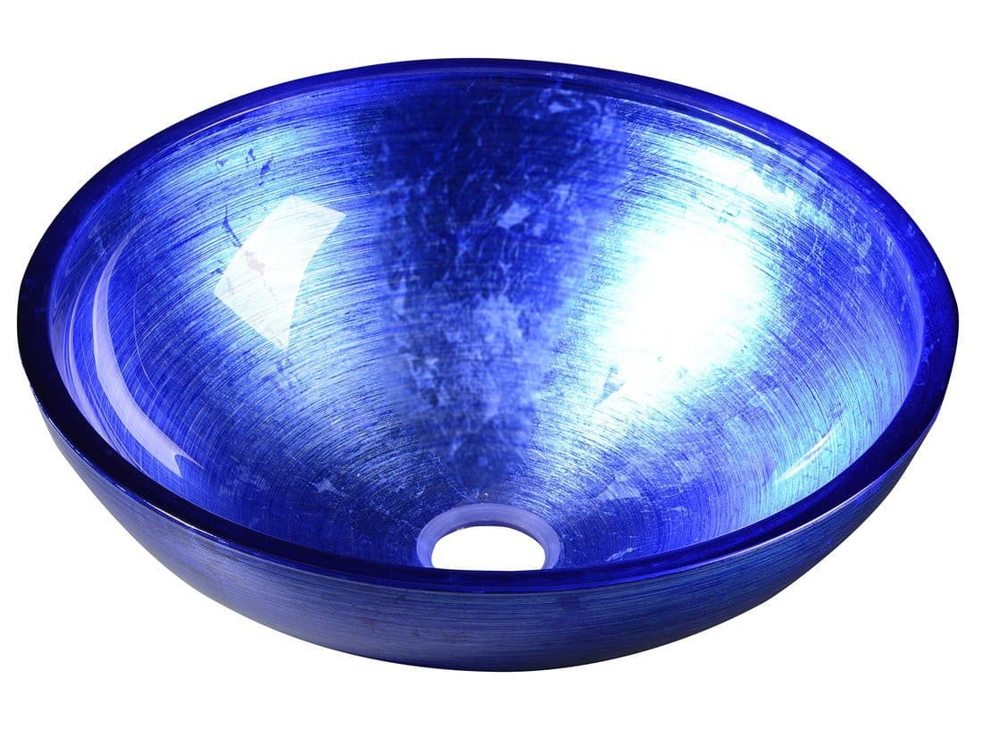 MURANO BLU szklana umywalka nablatowa, niebieska o średnicy 40 cm