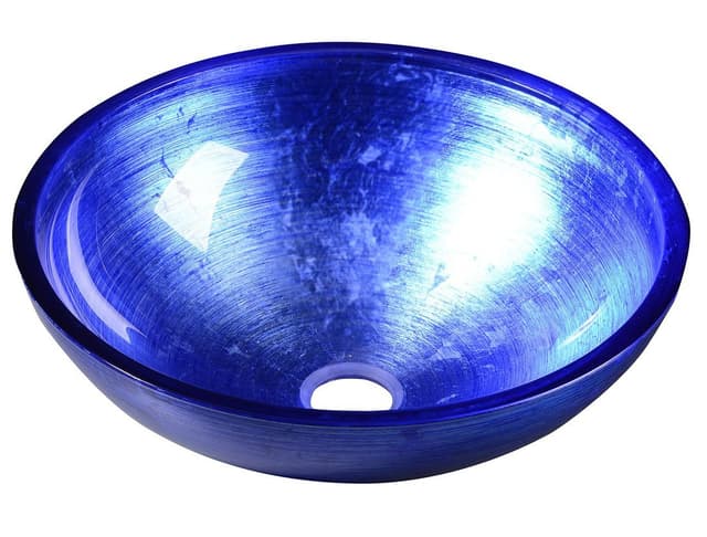 MURANO BLU szklana umywalka nablatowa, niebieska o średnicy 40 cm