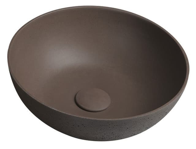 FORMIGO umywalka betonowa nablatowa, średnica 39cm, ciemny brąz