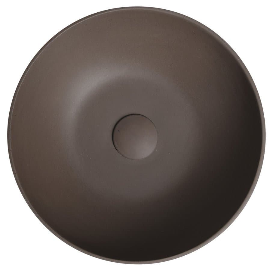 FORMIGO umywalka betonowa nablatowa, średnica 39cm, ciemny brąz