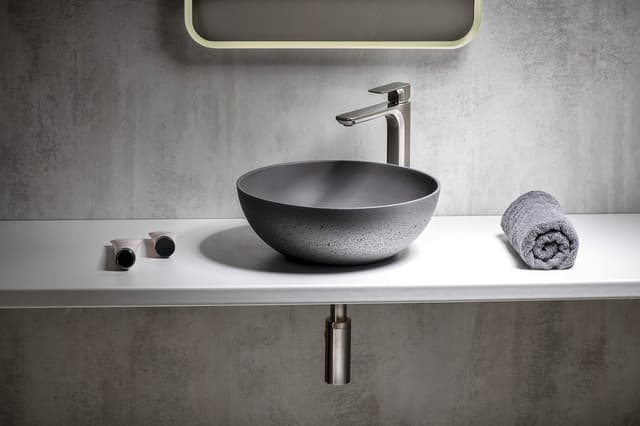 FORMIGO umywalka betonowa nablatowa, średnica 39cm, antracyt