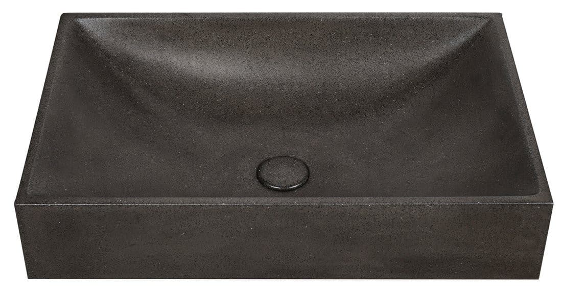 TARANT umywalka betonowa z korkiem, 58x36cm, czarny granit