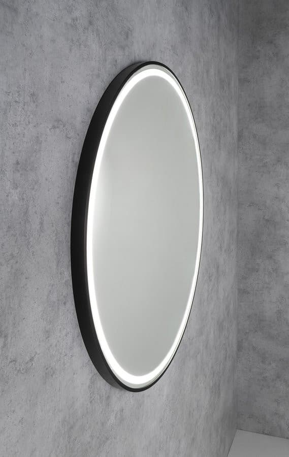 KADRIS okrągłe lustro z LED 60 cm czarny mat