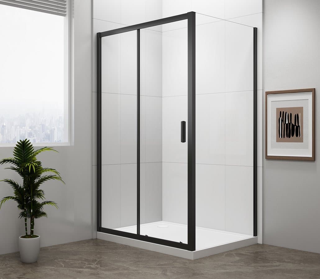 EASY BLACK ścianka boczna 700mm szkło czyste czarny mat