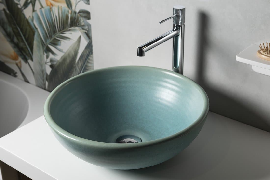 ATTILA umywalka ceramiczna nablatowa, okrągła turkusowa, średnica 43cm