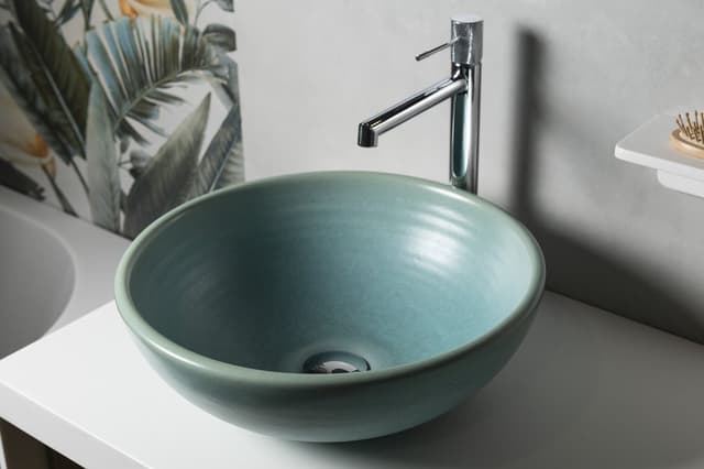 ATTILA umywalka ceramiczna nablatowa, okrągła turkusowa, średnica 43cm