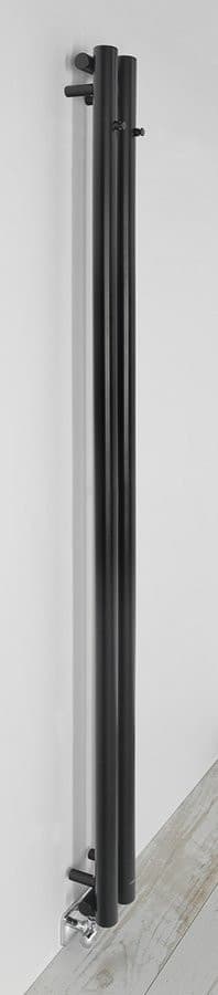 PILON grzejnik łazienkowy 122x1800mm z 2 wieszakami, czarny matowy