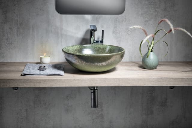 ATTILA umywalka ceramiczna, średnica 43cm, zielona miedź