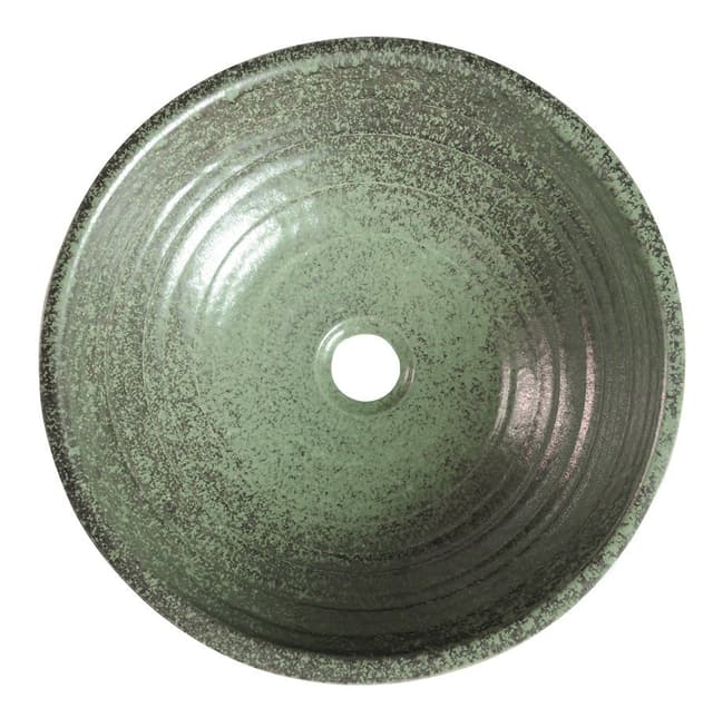 ATTILA umywalka ceramiczna, średnica 43cm, zielona miedź