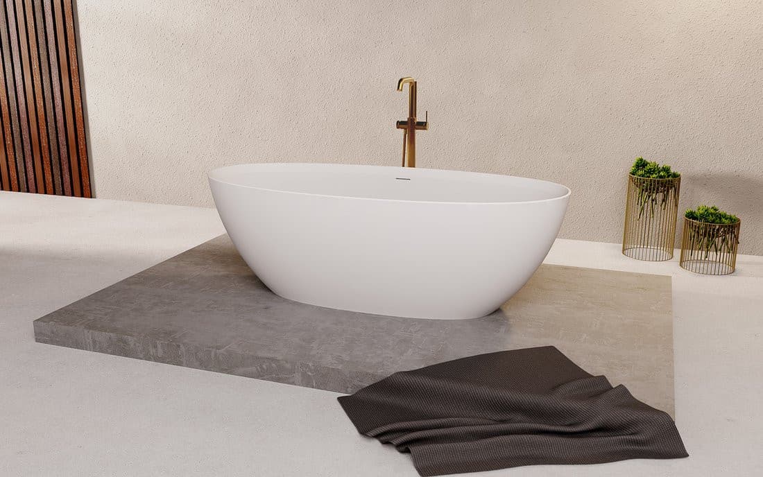 NOYA wolnostojąca wanna 170x76x56 cm, Solid Surface, biały mat