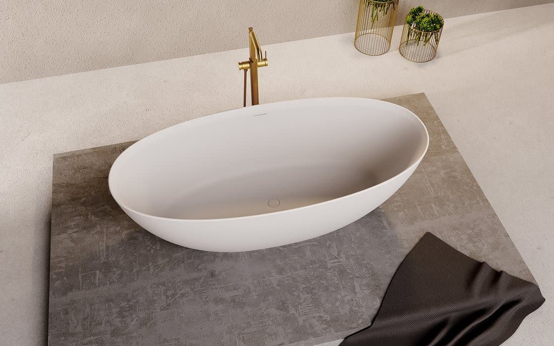 NOYA wolnostojąca wanna 170x76x56 cm, Solid Surface, biały mat