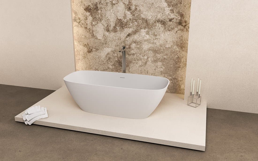 MEDINA wolnostojąca wanna 165x70x52cm, solid surface, matowa biała