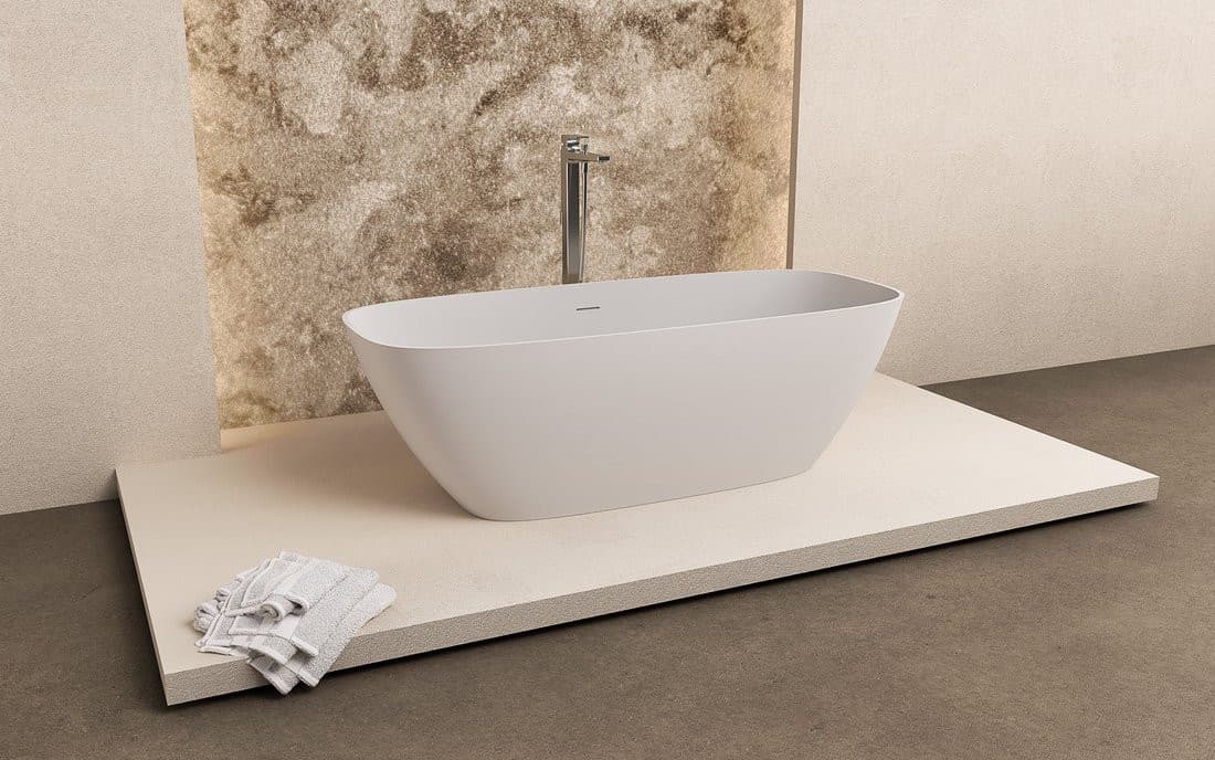 MEDINA wolnostojąca wanna 165x70x52cm, solid surface, matowa biała