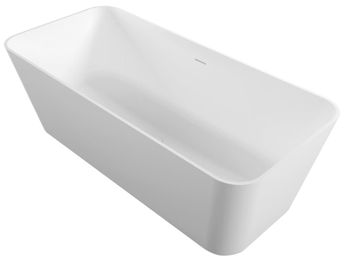 Wanna wolnostojąca LEYLA 170x78x55cm z Solid Surface, biały mat