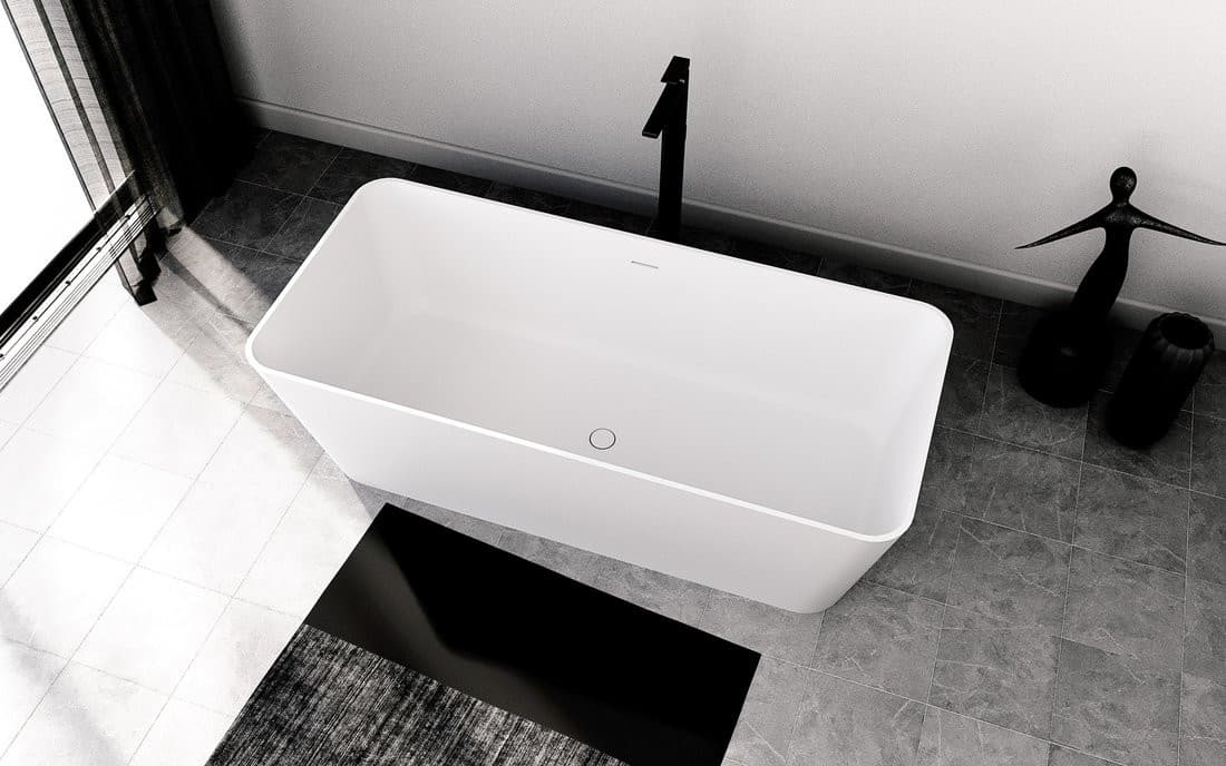 Wanna wolnostojąca LEYLA 170x78x55cm z Solid Surface, biały mat