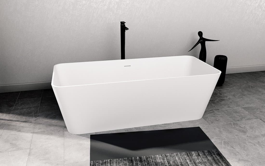 Wanna wolnostojąca LEYLA 170x78x55cm z Solid Surface, biały mat