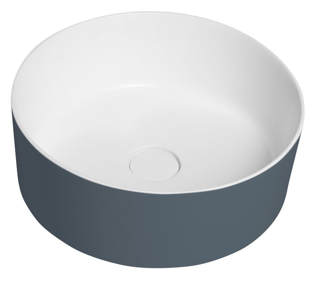 Umywalka nablatowa THIN 38 cm Solid Surface okrągła biała mat