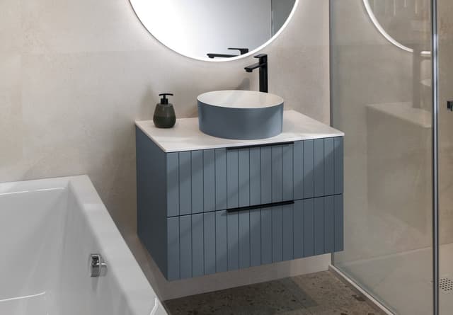Umywalka nablatowa THIN 38 cm Solid Surface okrągła biała mat