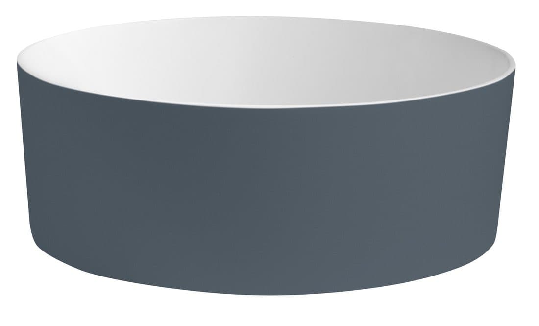 Umywalka nablatowa THIN 38 cm Solid Surface okrągła biała mat