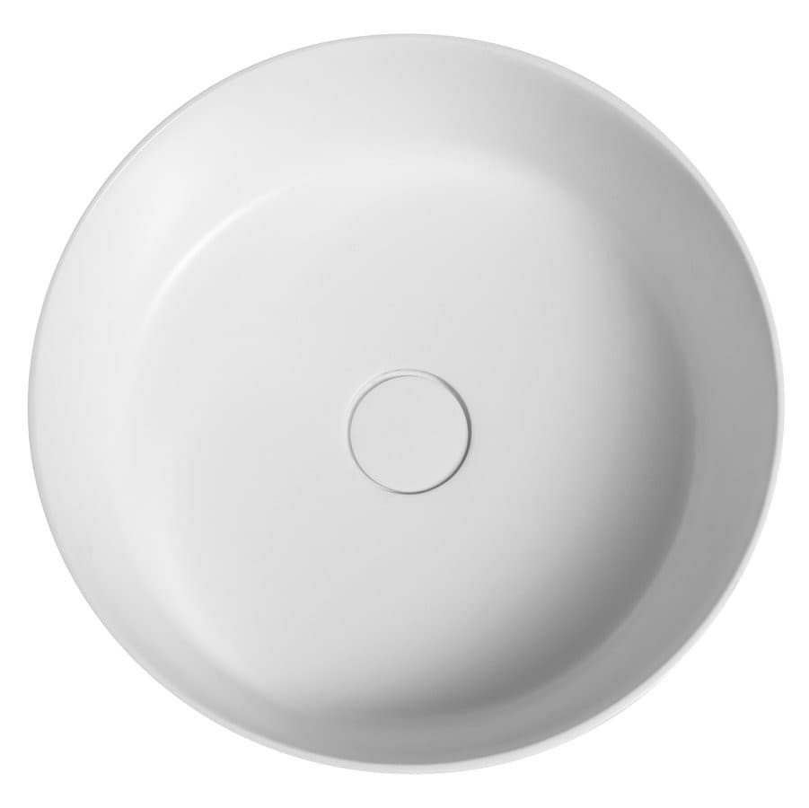 Umywalka nablatowa THIN 38 cm Solid Surface okrągła biała mat