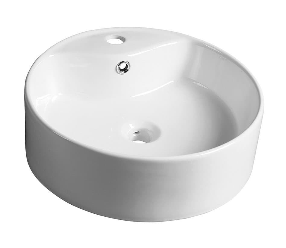 YAKARTA ceramiczna umywalka nablatowa Ø 46 cm, biała