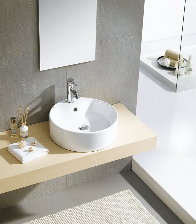 YAKARTA ceramiczna umywalka nablatowa Ø 46 cm, biała