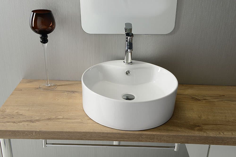 YAKARTA ceramiczna umywalka nablatowa Ø 46 cm, biała