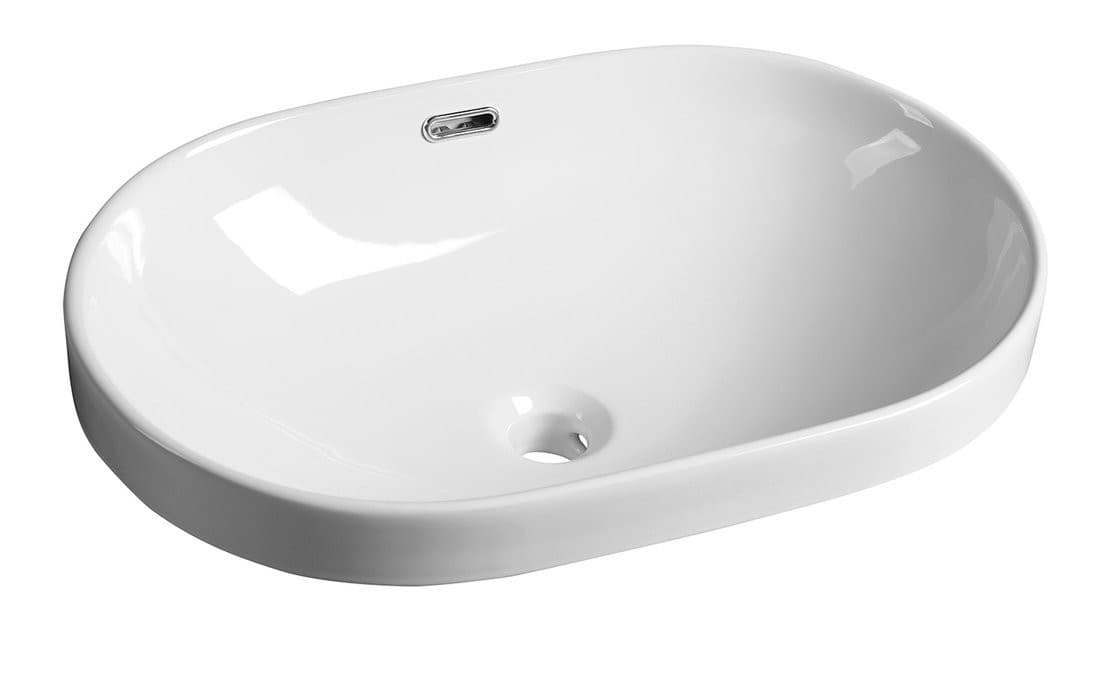LIMA umywalka ceramiczna owalna wpuszczana w blat 59,5x39,5 cm, biały