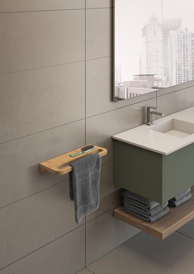 HIMALAYA półka z uchwytem na ręczniki bambusowa 400x145mm