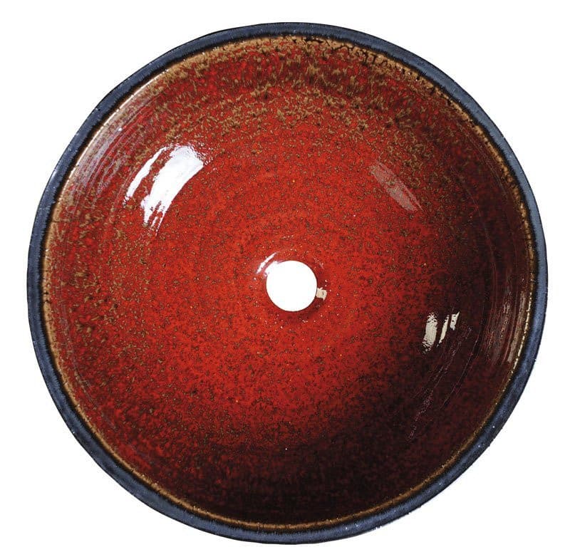 ATTILA ceramiczna umywalka nablatowa, okrągła 43cm, pomidorowo-naftowa