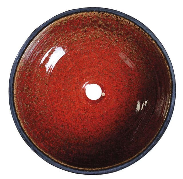 ATTILA ceramiczna umywalka nablatowa, okrągła 43cm, pomidorowo-naftowa