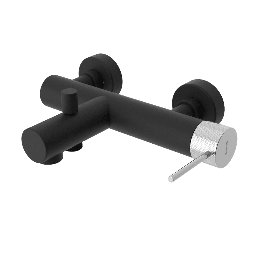 ULTRASAN bateria wannowa ścienna, matowa czarna/chrom (seria ULTRASAN)