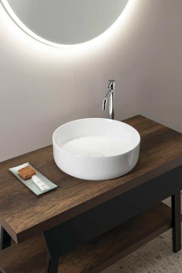FIASTRA umywalka nablatowa ceramiczna, okrągła 40cm, biały