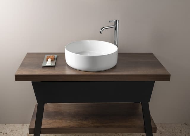 FIASTRA umywalka nablatowa ceramiczna, okrągła 40cm, biały
