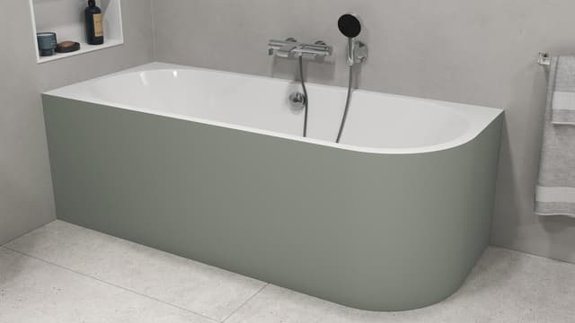 VIVA L MONOLITH asymetrická vana 170x75x60cm, bílá/verde
