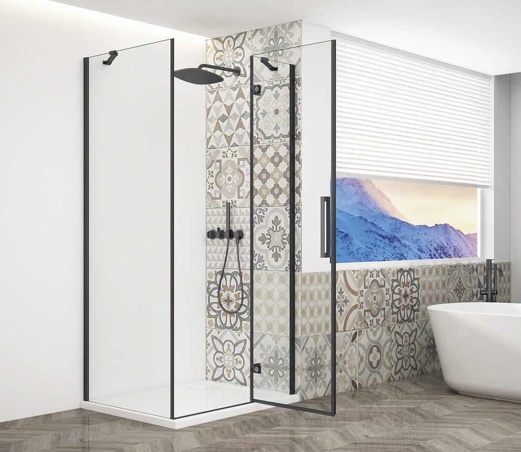 Kabina prysznicowa TRINITY BLACK 900x800mm, szkło czyste, prawe