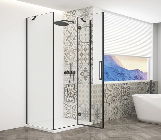 Kabina prysznicowa TRINITY BLACK 900x800mm, szkło czyste, prawe
