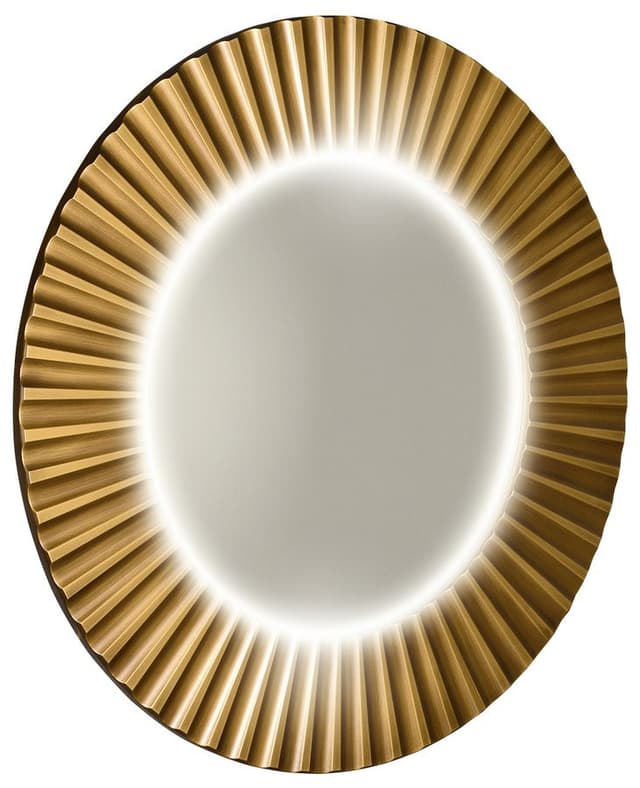 PRIDE lustro okrągłe z oświetleniem LED, brązowe w ramie Ø 90 cm