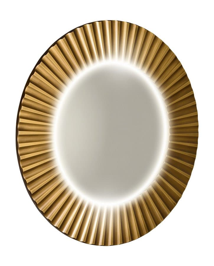 PRIDE okrągłe lustro LED w ramie brązowe ø 75 cm