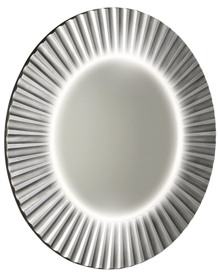 PRIDE okrągłe lustro LED w ramie 75 cm, srebrne