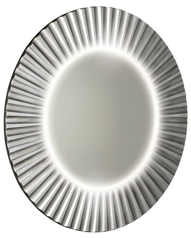 PRIDE okrągłe lustro LED w ramie 75 cm, srebrne