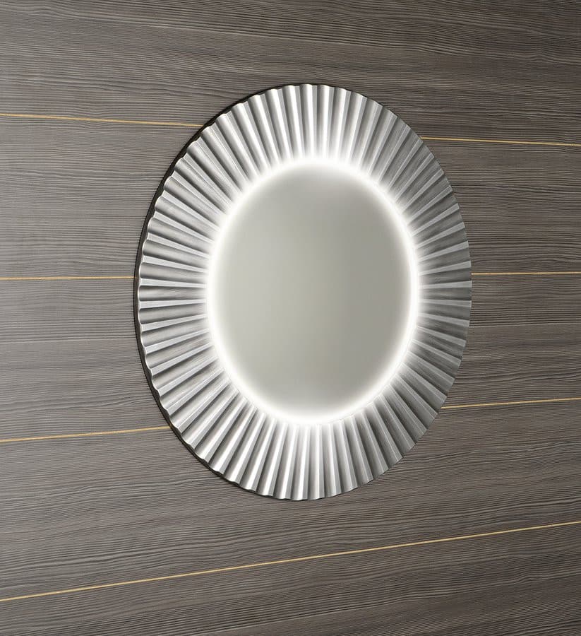 PRIDE okrągłe lustro LED w ramie 75 cm, srebrne