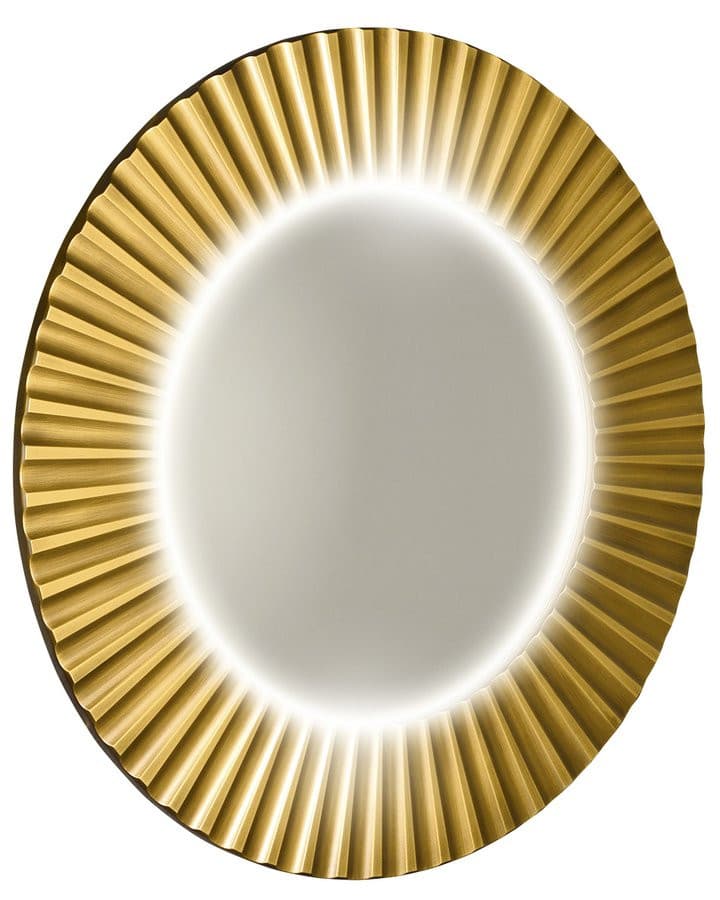 PRIDE okrągłe lustro z oświetleniem LED w ramie Złote 90 cm