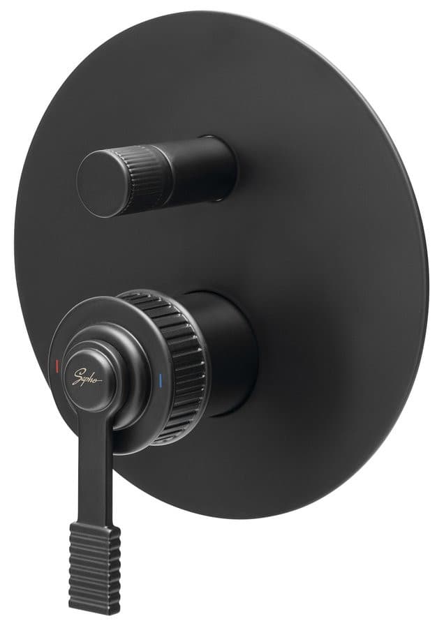 VERSI bateria prysznicowa podtynkowa, 2 wyjścia, czarny mat (155 mm)