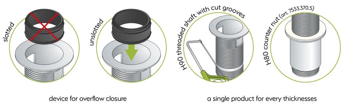 Korek umywalkowy 5/4“, klik-klak, duży grzybek, max 80mm, złoto
